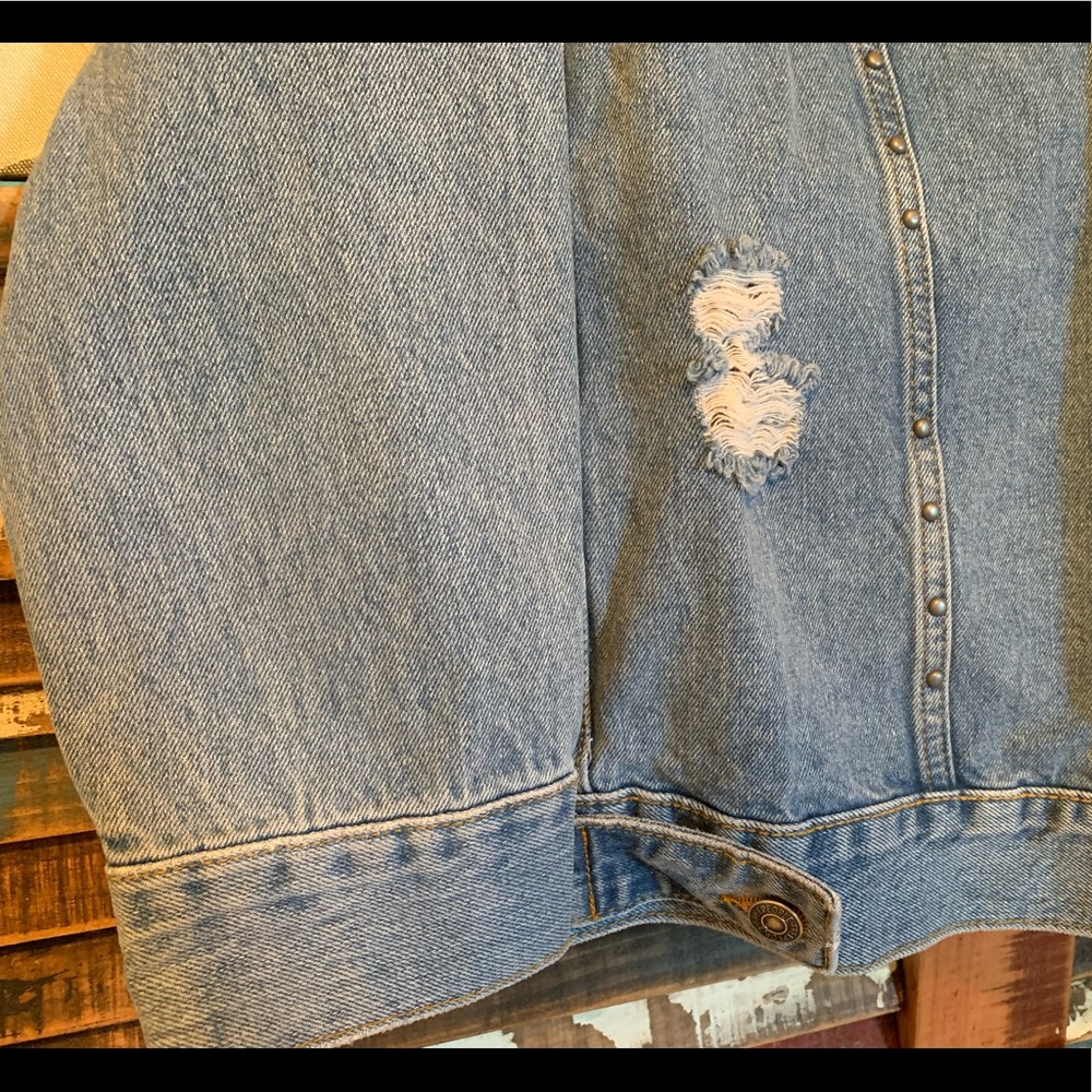 NWT FREE PEOPLE Cotton Studded Denim Jacket XS - Picture 8 of 14